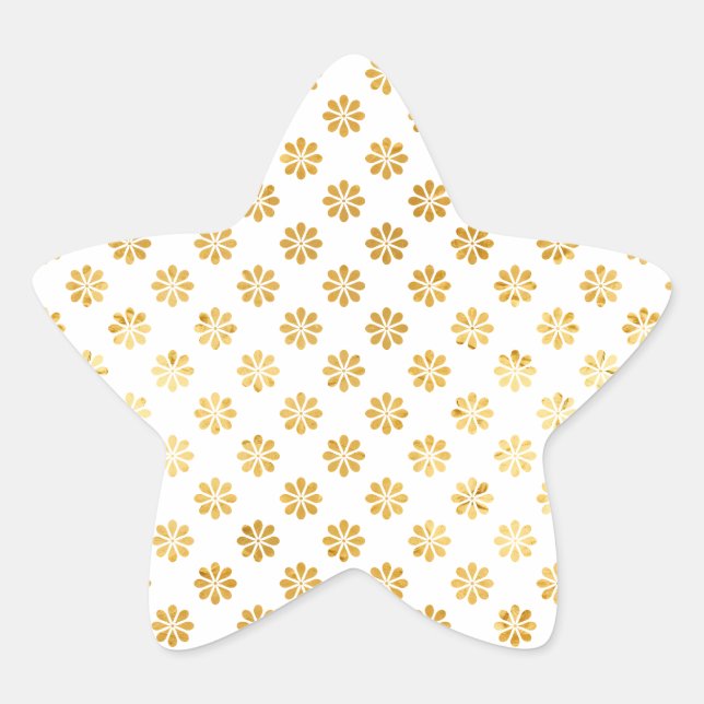 Chic Glam Gold Blume Stern-Aufkleber (Vorderseite)