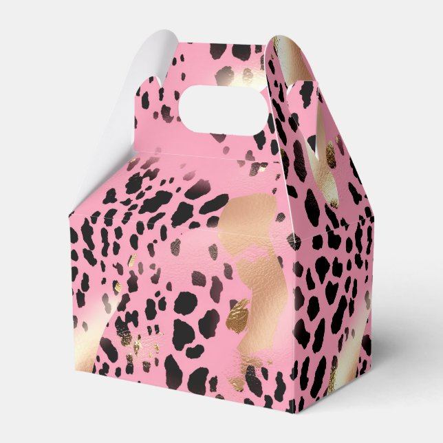 Chic Glam Gold Pink Black Leopard Geschenkschachtel (Vorderseite)