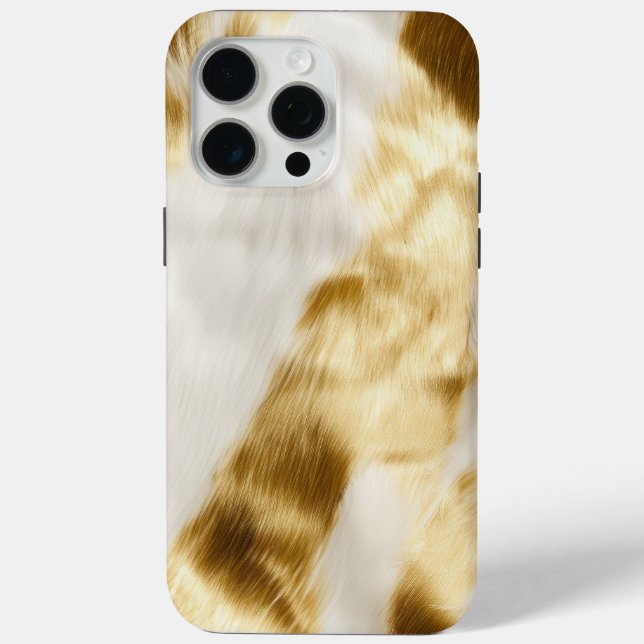 Chic Glam Gold White Cowhide Western Case-Mate iPhone Hülle (Rückseite)