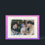 Chic Glam Lila Gold Polka Dot Personalisiertes Fot Feiertagskarte<br><div class="desc">Niedlich Chic Pink und Lila Ombre Gold Polka Dot Pattern Holiday Card</div>