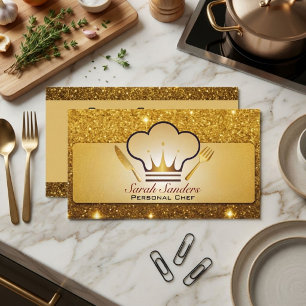 Chic Glam Personal Koch Catering Gold Glitzer Visitenkarte