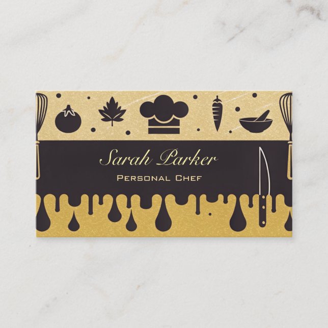 Chic Glam Personal Koch Catering Gold Visitenkarte (Vorderseite)