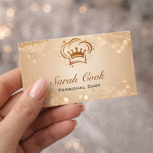 Chic Glam Persönlicher Koch Catering Gold Glitter Visitenkarte