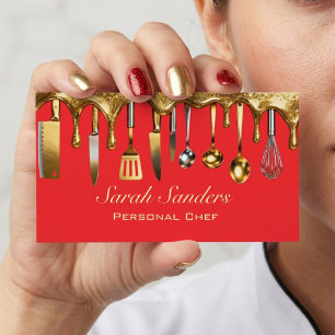 Chic Glam Persönlicher Koch Catering Gold Glitter  Visitenkarte