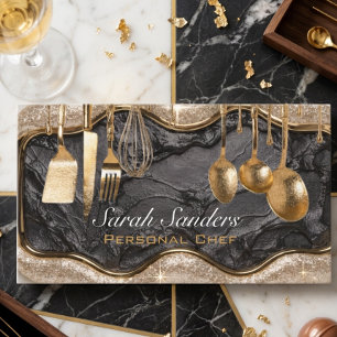 Chic Glam Persönlicher Koch Catering Gold Glitter Visitenkarte