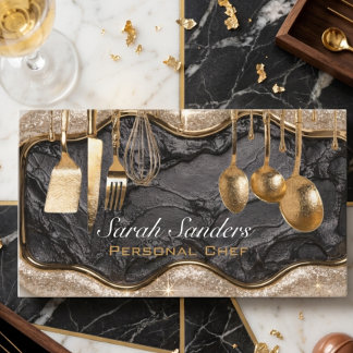 Chic Glam Persönlicher Koch Catering Gold Glitter Visitenkarte
