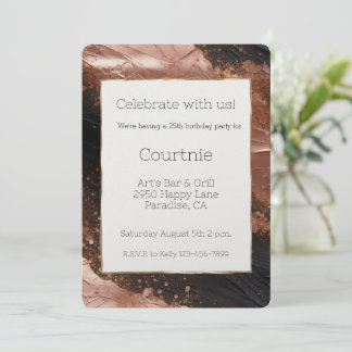Chic Glam Rose Gold Black Birthday Einladung