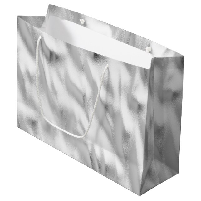 Chic Glam Silver Christmas Große Geschenktüte (Vorderseite Schrägansicht)