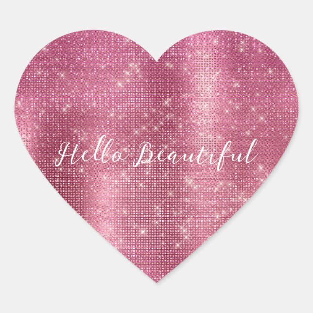Chic Glam Silver Pink Sparkle und Black Herz-Aufkleber (Vorderseite)