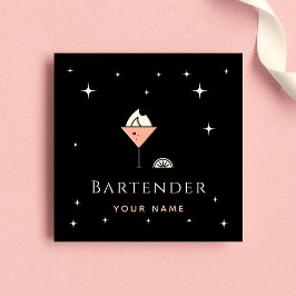 Chic Glamour Barkeeper Night Sparkclub Bar Quadratische Visitenkarte