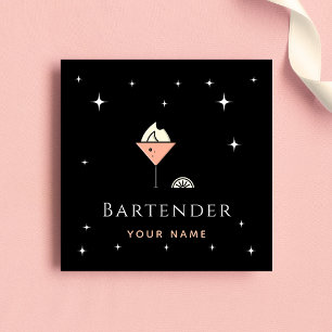Chic Glamour Barkeeper Night Sparkclub Bar Quadratische Visitenkarte
