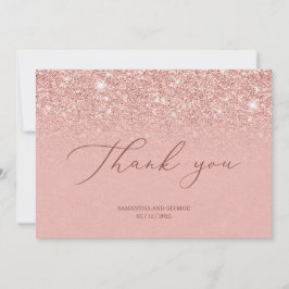 Chic Glamour Rose Gold Glitzer Glitzern Hochzeit Dankeskarte