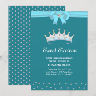 Chic Glitter Diamant Sweet Sixteen auf Türkis Einl Einladung