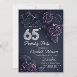 Chic Glitter Drips Rose Gold 65th Birthday  Einladung