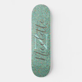 Chic Glittery Feathers Monogramme Skateboard