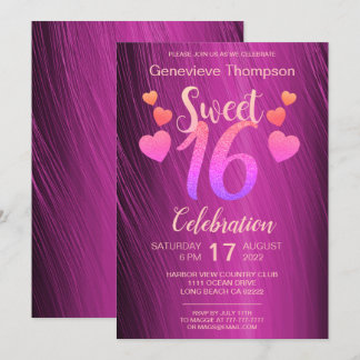 Chic Glitzer 16 . Geburtstag Party Einladung