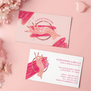 Chic Glitzer Glam Nail Art Salon Mongramm Visitenkarte