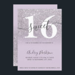 Chic Glitzer lila lilac ombre Girly Sweet 16 Einladung<br><div class="desc">Chic lila Glitzer Pastel lila Lavendel-Schrift Kalligraphie Typografie süße 16 Geburtstagsfeier Einladung .Perfekt für ein modernes,  elegantes 16 . Geburtstag Party.</div>