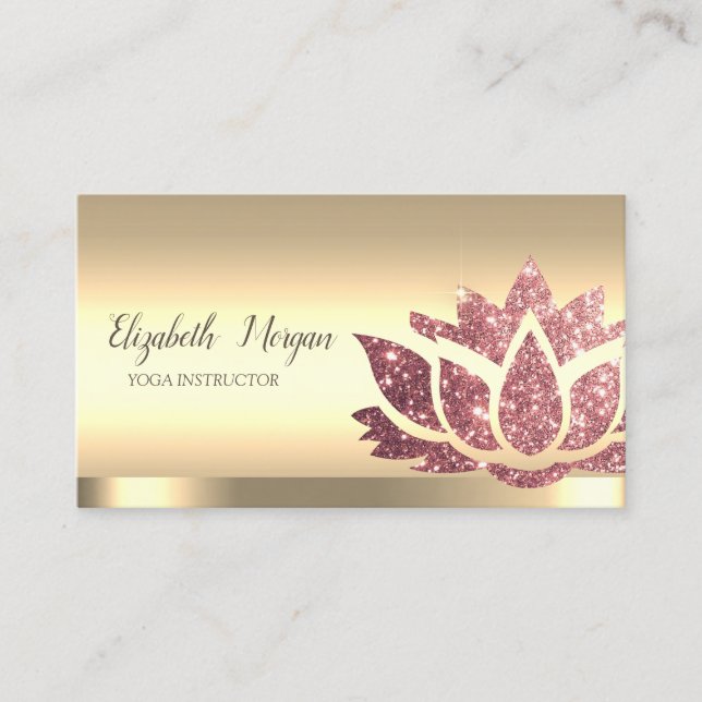 Chic Glitzer Lotus Blume Gold Yoga Instructor Visitenkarte (Vorderseite)