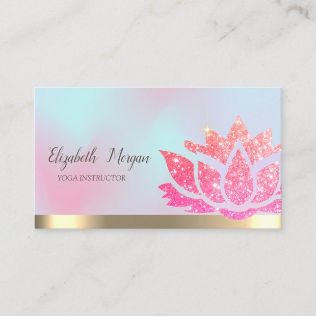 Chic Glitzer Lotus Blume Yoga Holographic Visitenkarte (Vorderseite)