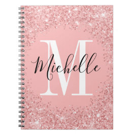 Chic Glitzer Monogram SpiralNotebook Notizblock