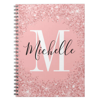 Chic Glitzer Monogram SpiralNotebook Notizblock