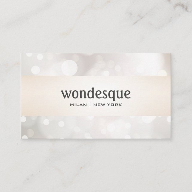 Chic Glitzer Silver White Bokeh Satin Gold gestrei Visitenkarte (Vorderseite)