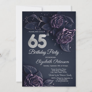 Chic Glitzer Tropfen Rose Gold 65. Geburtstag Einladung