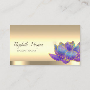 Chic Glitzer Violet Lotus Blume Yoga Instruktor Visitenkarte
