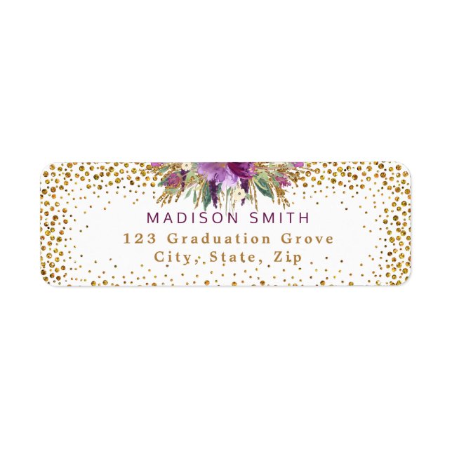 Chic Glitzer Watercolor Blume Gold Confetti (Vorne)