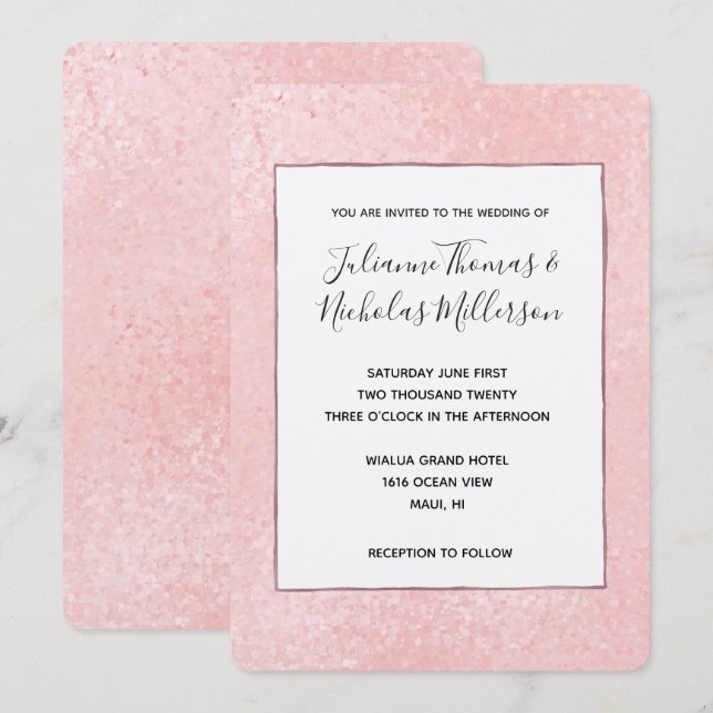 Chic Glitzy Pink Wedding Einladungen (Vorne/Hinten)
