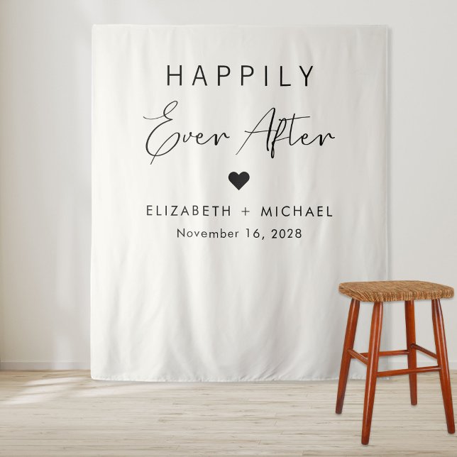 Chic glücklich immer nach Cream Wedding Wandteppich (Von Creator hochgeladen)