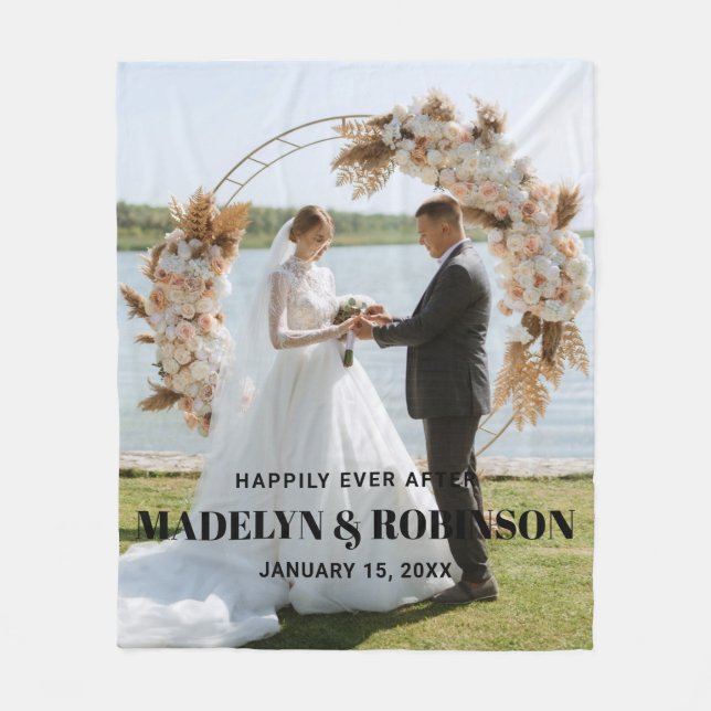 Chic glücklich immer nach dem Foto Hochzeit Person Fleecedecke (Vorderseite)
