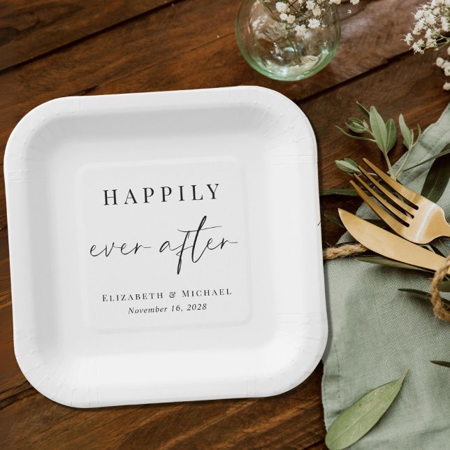 Chic glücklich immer nach Hochzeit Pappteller (Von Creator hochgeladen)