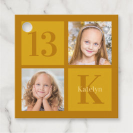 Chic Gold 2 Foto Collage Custom Geburtstagsparty Geschenkanhänger