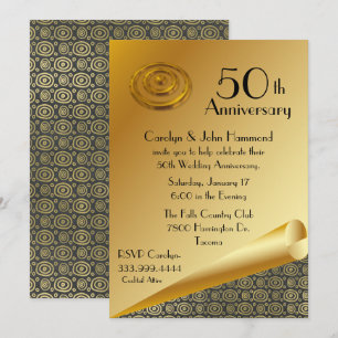 Chic Gold 50. Hochzeitstag Einladung