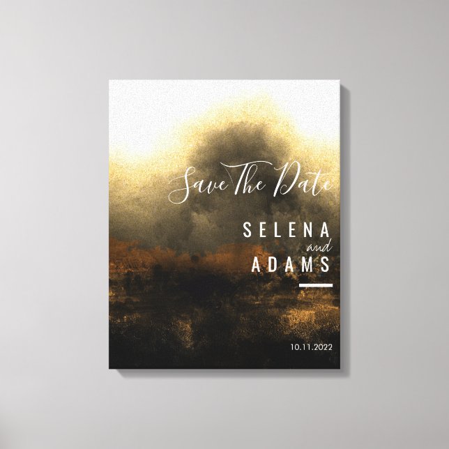 Chic Gold Abstrakt Typografie Save the Date Leinwanddruck (Vorderseite)