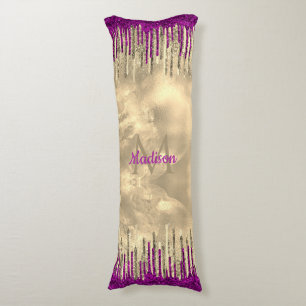 Chic gold and hot pink Tropfen monogramm Seitenschläferkissen