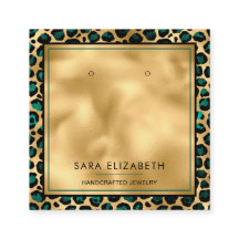 Chic Gold Aquamarin Leopard Print Earring Display 