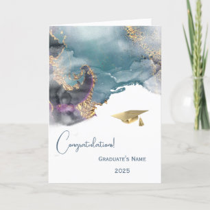 Chic Gold Aquamariner Abstrakter Personalisierter Karte