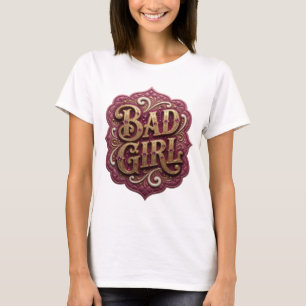 Chic Gold BAD GIRL Design T-Shirt