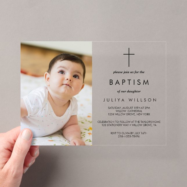 Chic Gold Baptisse Foto Acryleinladungen (Insitu (Handheld))