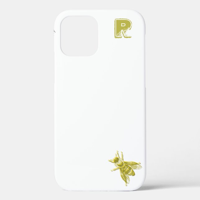 Chic Gold Bee Monogram Case-Mate iPhone Case (Rückseite)