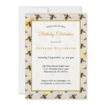Chic Gold Bees Honeycomb Geburtstag