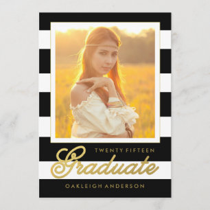 Chic Gold & Black Ankündigung von Foto Abschluss