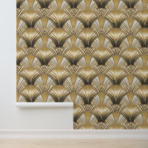 Chic Gold Black Art Deco Arches Tapete