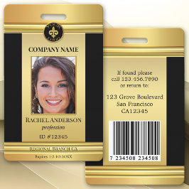 Chic Gold Black Employee Foto ID Abzeichen Ausweis