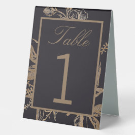 Chic Gold & Black Imitats Metal Floral Foto Hochze Tischaufsteller