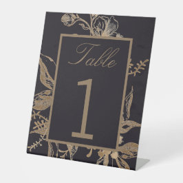 Chic Gold & Black Imitats Metal Floral Wedding Tab Sockelschild