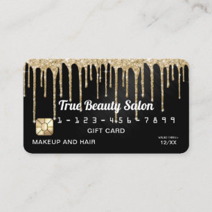 Chic Gold Black Metallic Glitzer Tropfen Gift Cred Visitenkarte